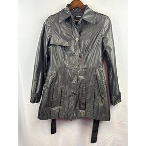 Women’s Attitude by Jay Manuel Size 12 Shiny Black/Grey Trench Coat with Removab